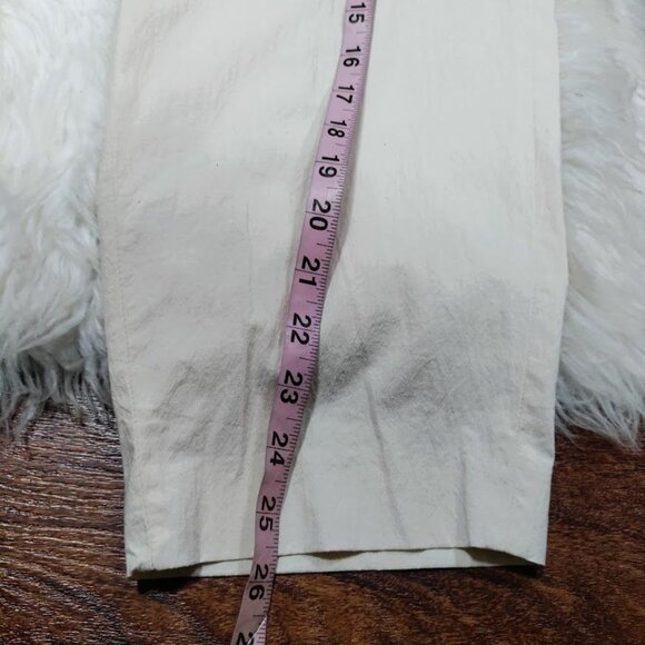 Zara Womens XL High Waisted Tapered Leg Capri Trousers Pants Cream Off White - Picture 16 of 16